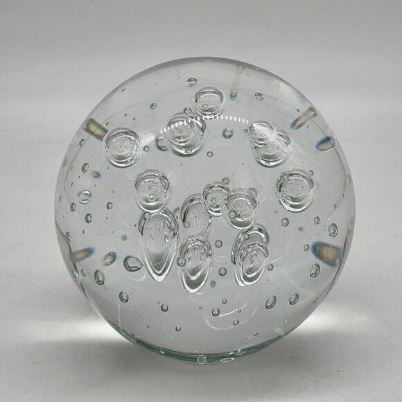 Large Murano Style Glass Bubbles Paperweight Orb Decor 4" Clear - Picture 8 of 9